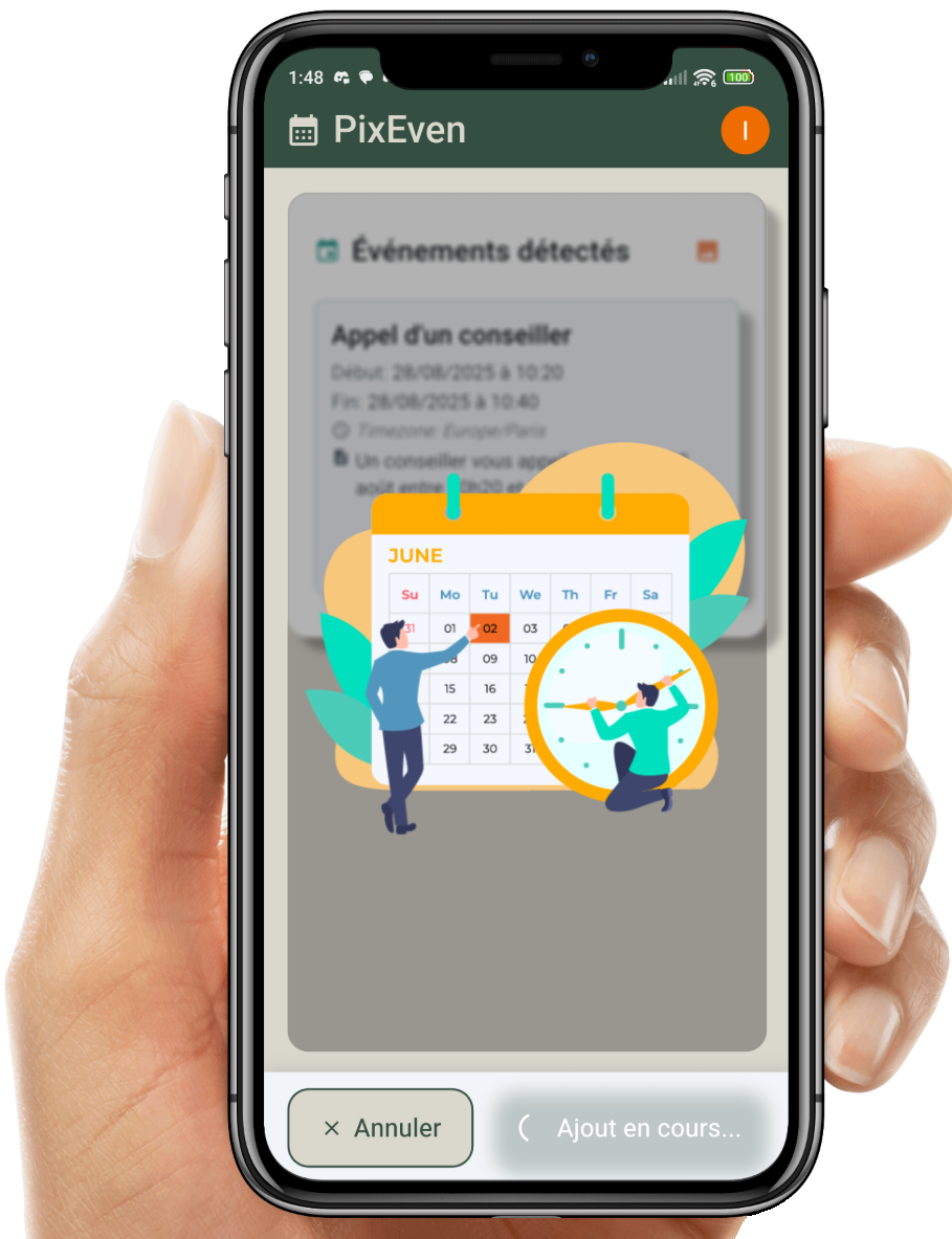 Interface PixEven - Événements ajoutés avec succès